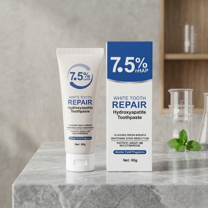 7.5% nHAP White Tooth Repair Toothpaste – Hydroxyapatite Enamel Strengthening & Whitening Formula (80g)