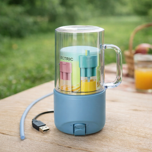 Portable Mini Crusher Juicer – USB Rechargeable Electric Juice Cup with Straw & Handle for Fresh Shakes and Smoothies