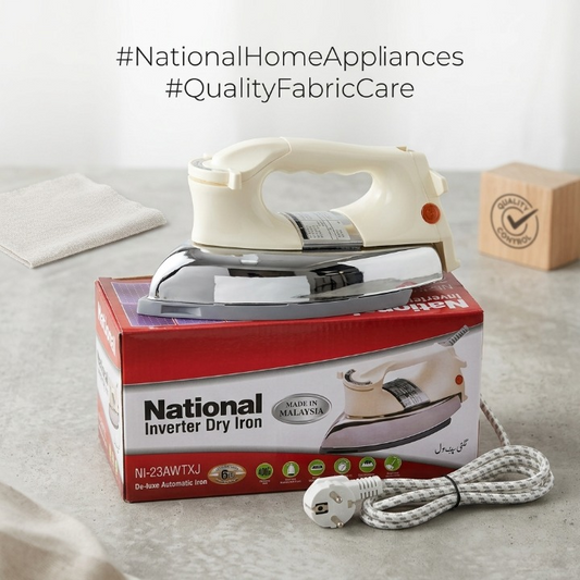 National Inverter Dry Iron 400 Watt Low Power Energy Efficient Solar Compatible Electric Iron Non Stick Soleplate Lightweight Fast Heating