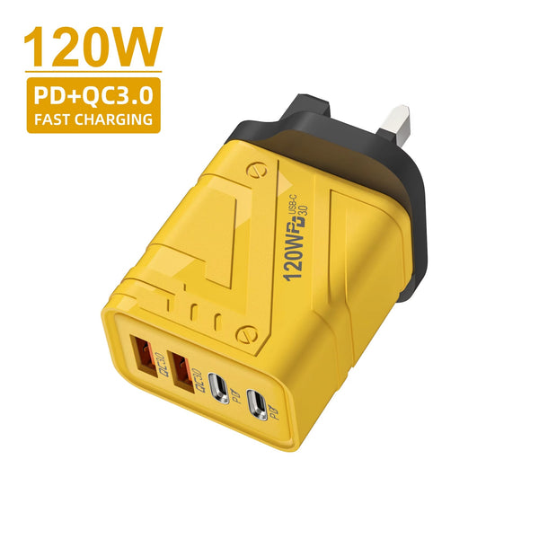 120W Fast Power Adapter Wall Charger | 4-Port 4-in-1 Quick USB Charging Plug For Smartphones & Gadgets