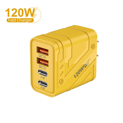 120W Fast Power Adapter Wall Charger | 4-Port 4-in-1 Quick USB Charging Plug For Smartphones & Gadgets