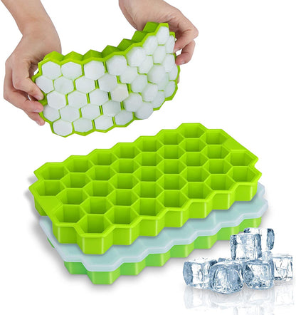 Buy 1 Get 1 Free 🎉Silicon Ice Cube Tray With Lid | 36-Cube Honeycomb Shape Ice Mold