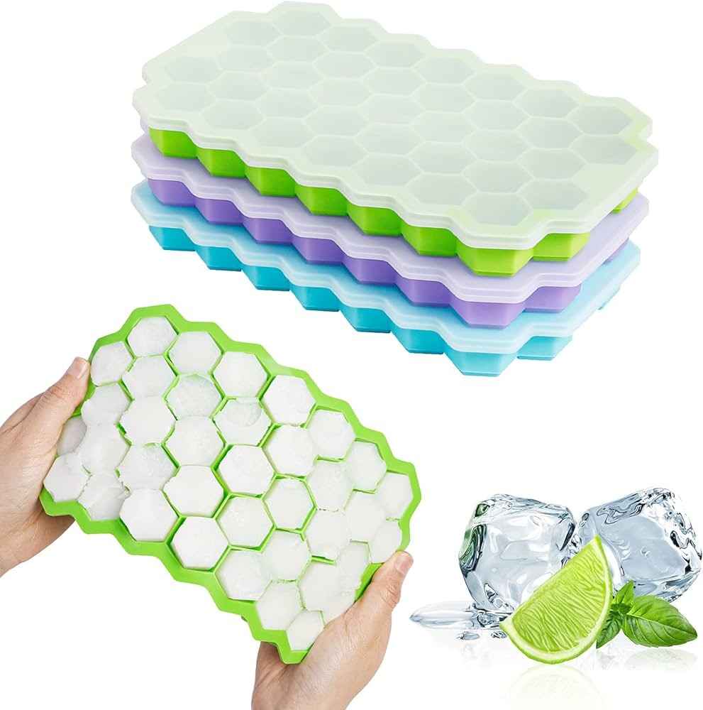 Buy 1 Get 1 Free 🎉Silicon Ice Cube Tray With Lid | 36-Cube Honeycomb Shape Ice Mold