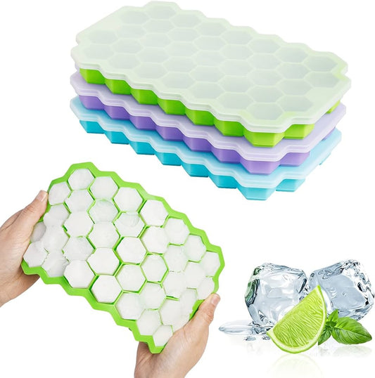 Buy 1 Get 1 Free 🎉Silicon Ice Cube Tray With Lid | 36-Cube Honeycomb Shape Ice Mold