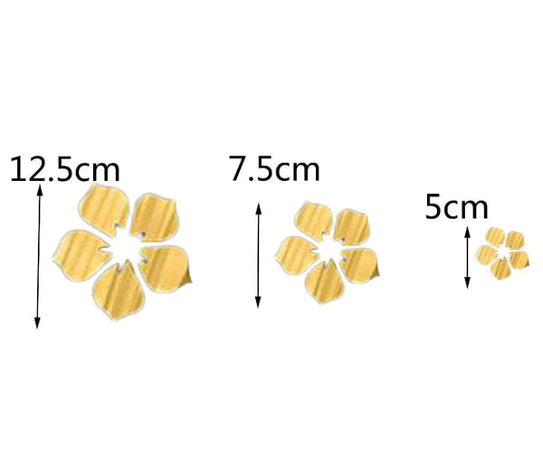 24 PCs Flower 2D Acrylic Wall Mirror Sticker