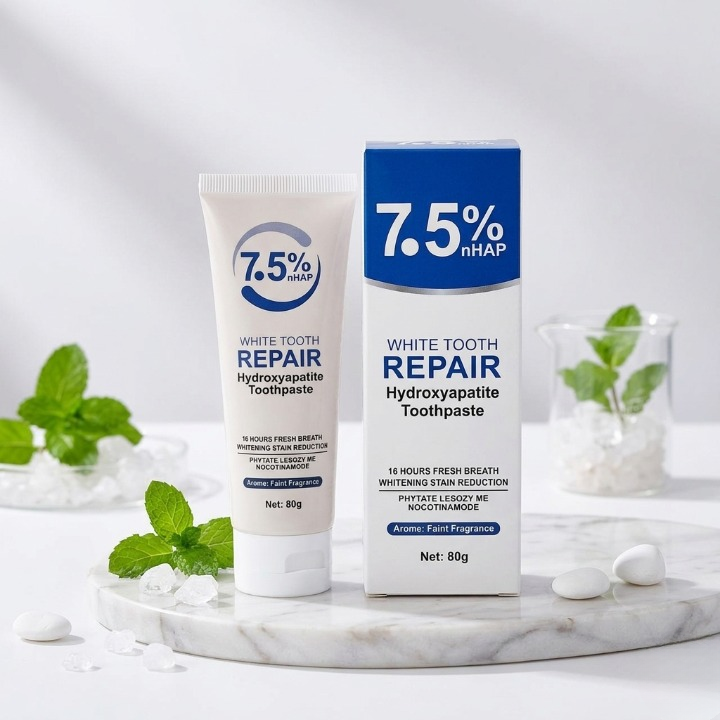 7.5% nHAP White Tooth Repair Toothpaste – Hydroxyapatite Enamel Strengthening & Whitening Formula (80g)