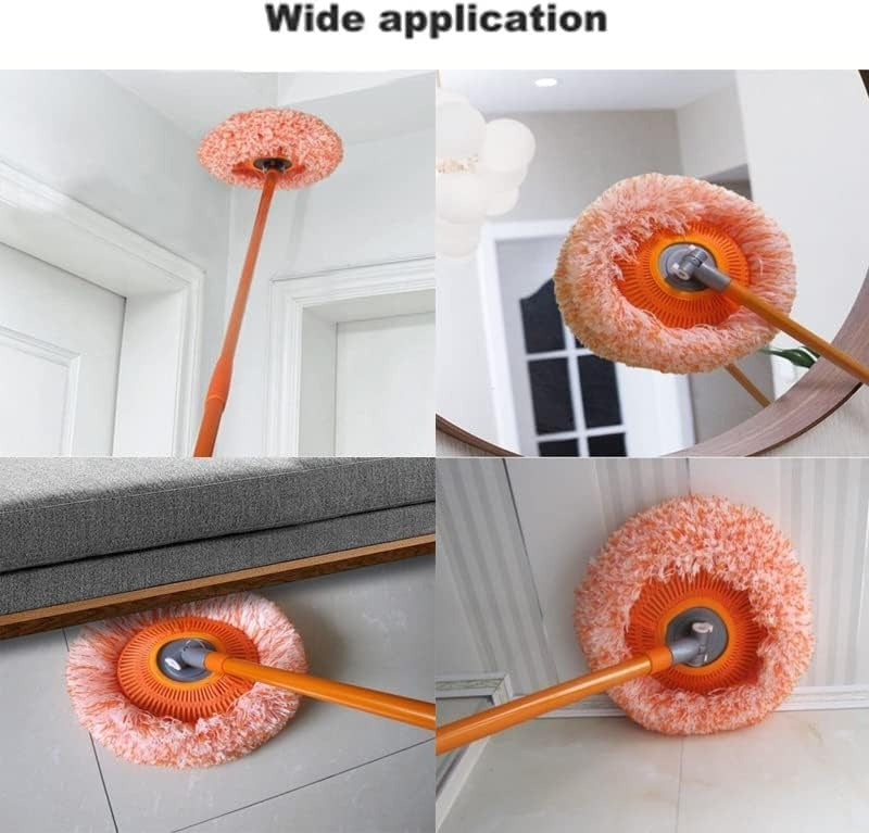 Long-Handle Telescopic Cleaning Mop – 360° Rotating Microfiber Dust Mop