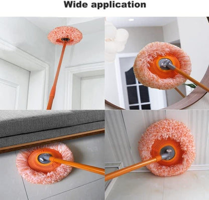 Long-Handle Telescopic Cleaning Mop – 360° Rotating Microfiber Dust Mop