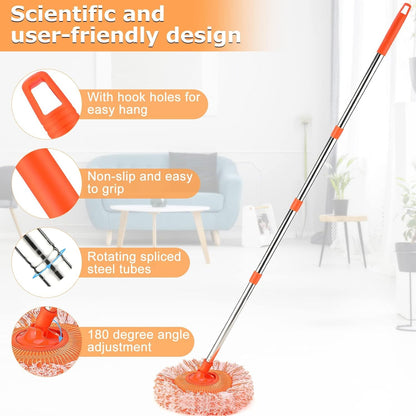 Long-Handle Telescopic Cleaning Mop – 360° Rotating Microfiber Dust Mop