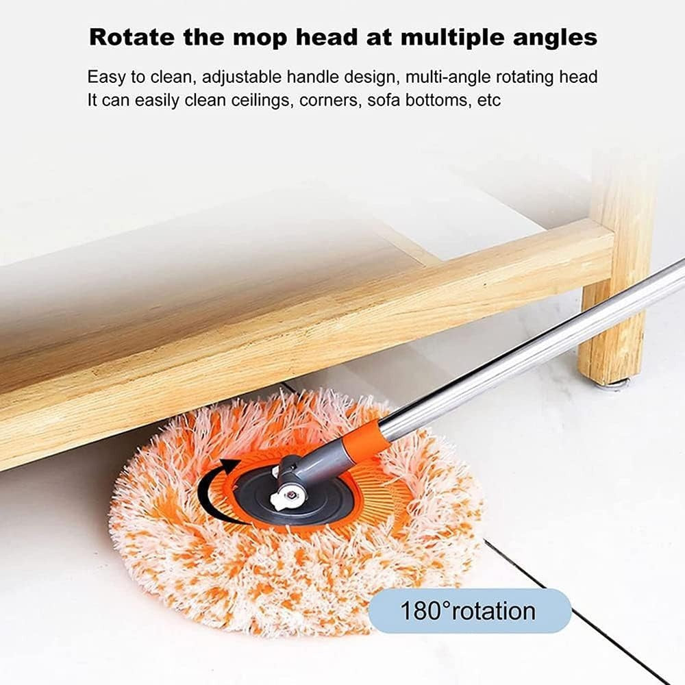 Long-Handle Telescopic Cleaning Mop – 360° Rotating Microfiber Dust Mop