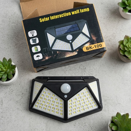 100 LED Solar Power Sensor Wall Light – IP65 Waterproof Outdoor Security Motion Sensor Lamp with 3 Lighting Modes