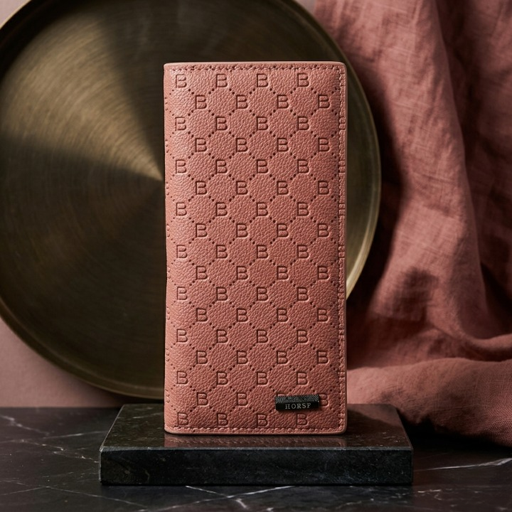 Premium Embossed Monogram Leather Long Wallet