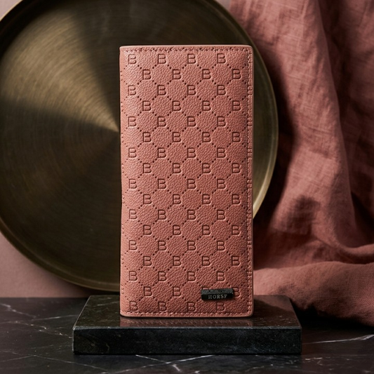 Premium Embossed Monogram Leather Long Wallet