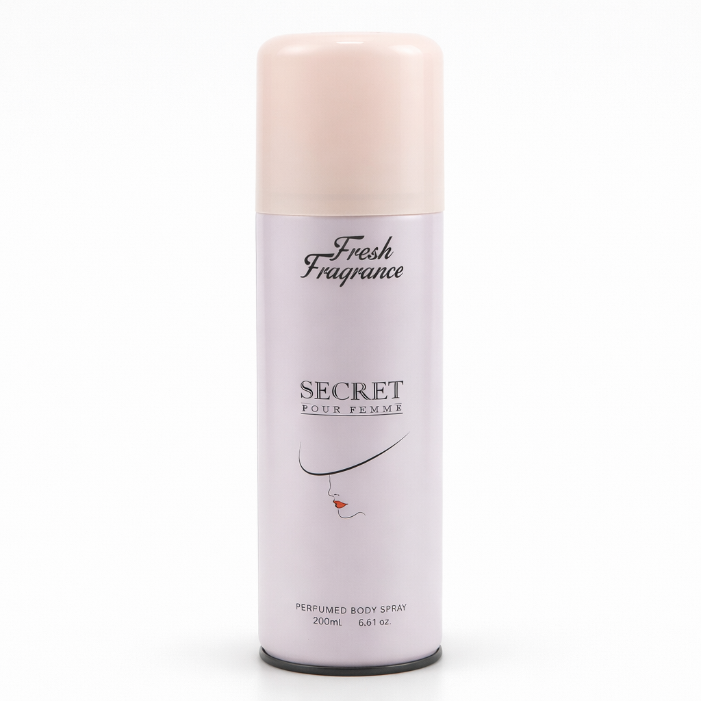 SECRET POUR FEMME Fresh Fragrance Perfumed Body Spray – Elegant Lavender &amp; Pink Design - 200ml