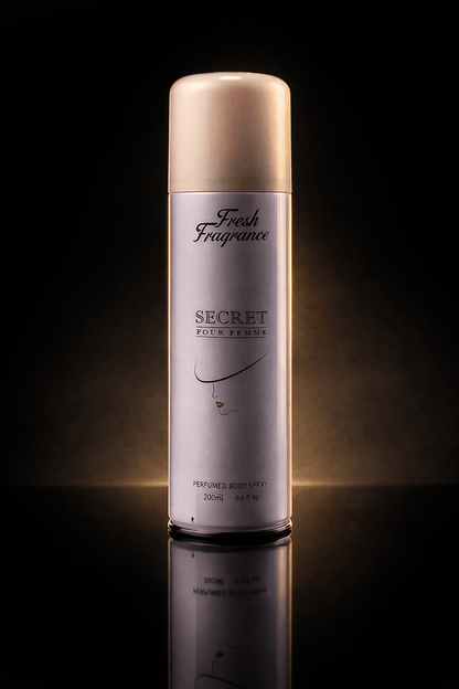 SECRET POUR FEMME Fresh Fragrance Perfumed Body Spray – Elegant Lavender &amp; Pink Design - 200ml