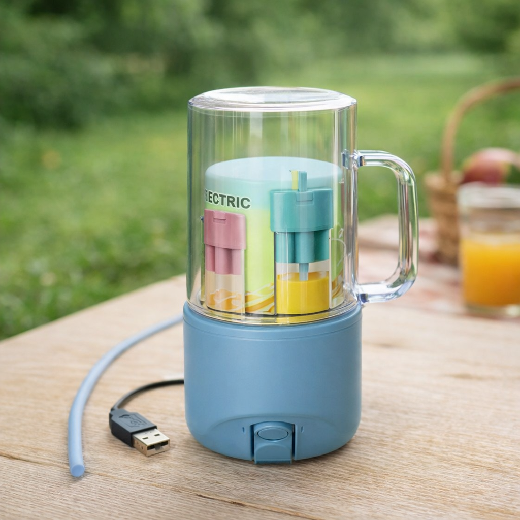 Portable Mini Crusher Juicer – USB Rechargeable Electric Juice Cup with Straw & Handle for Fresh Shakes and Smoothies