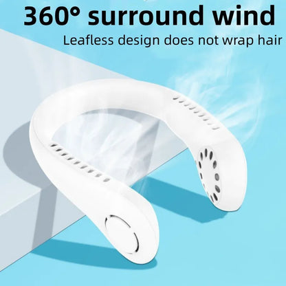 Portable Bladeless Neck Cooler – Hands-Free 360° Airflow USB Rechargeable Neck Fan for Indoor & Outdoor Use