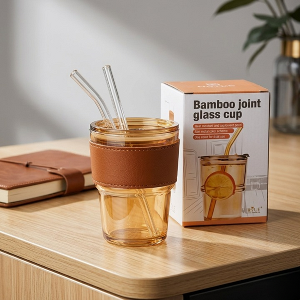 Premium Amber Glass Coffee Tumbler