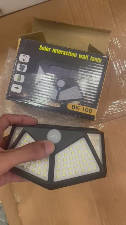 100 LED Solar Power Sensor Wall Light – IP65 Waterproof Outdoor Security Motion Sensor Lamp with 3 Lighting Modes