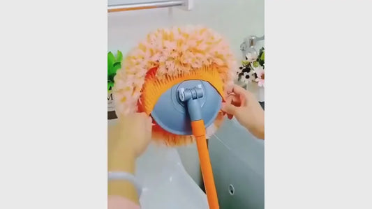 Long-Handle Telescopic Cleaning Mop – 360° Rotating Microfiber Dust Mop